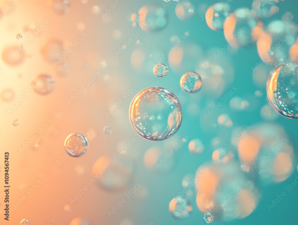 Poster A serene composition of floating bubbles against a gradient background.