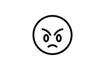 Angry face emoji. Line art emoticon vector icon