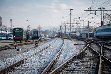 Obraz premium Fresh tracks as part of modernisation in autumn of 2024. Long awaited works on the station of ljubljana are on the way. Look towards east