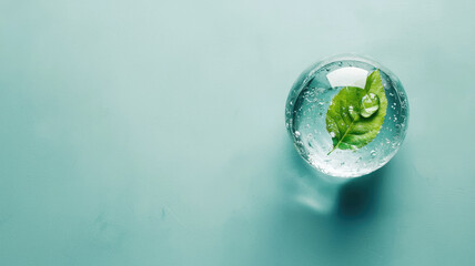 mint leaf encased in clear ice, showcasing nature beauty