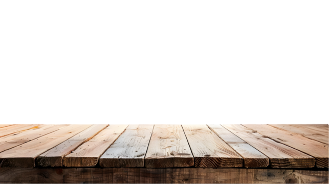 Empty wooden table top For displaying products on a transparent background