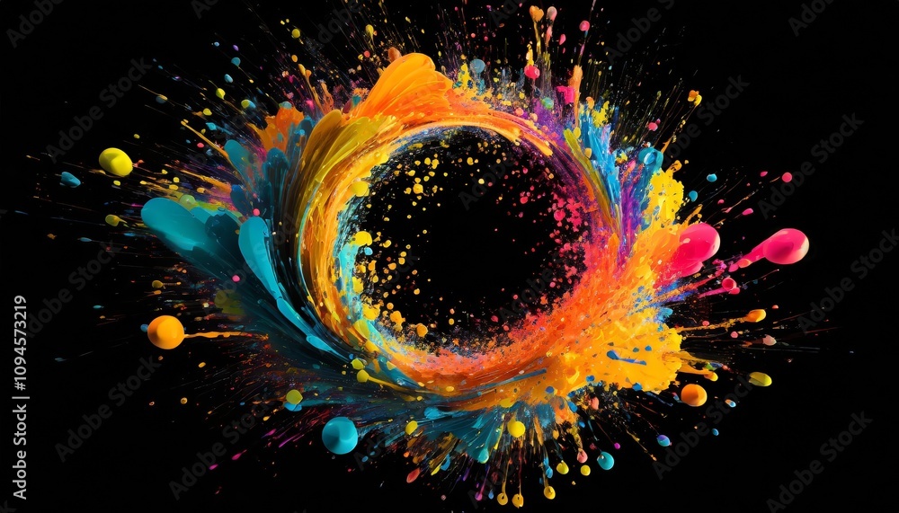 Aufkleber abstract circle liquid motion flow explosion - vibrant curved wave colorful pattern featuring fluid 
