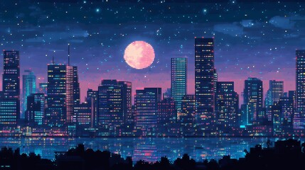 Fototapeta premium Night city skyline