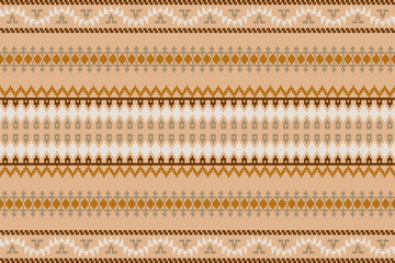 Colorful geometric embroidery traditional ethnic pixel art pattern for background.Aztec style.Design for texture,fabric,cloting,carpet,knitewar,curtains,wrapping,batik,scarf,vector,illustration