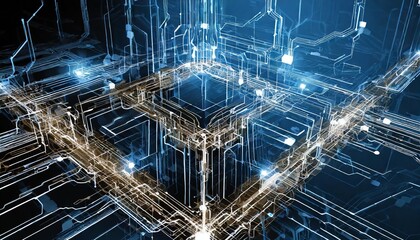 Innovative Abstract Circuit Cyberspace Design Depicting High-Tech Digital Connectivity and Futuristic Technology Concepts with Intricate Patterns and Vibrant Colors â€“ Design No.