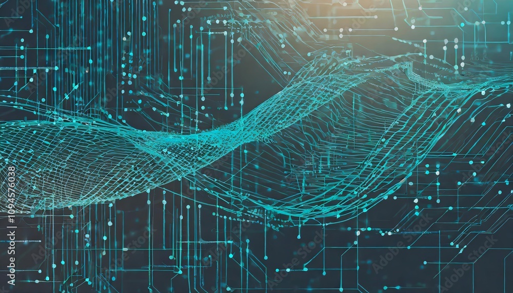 Poster cutting-edge abstract digital background design tailored for technological themes, neural network vi