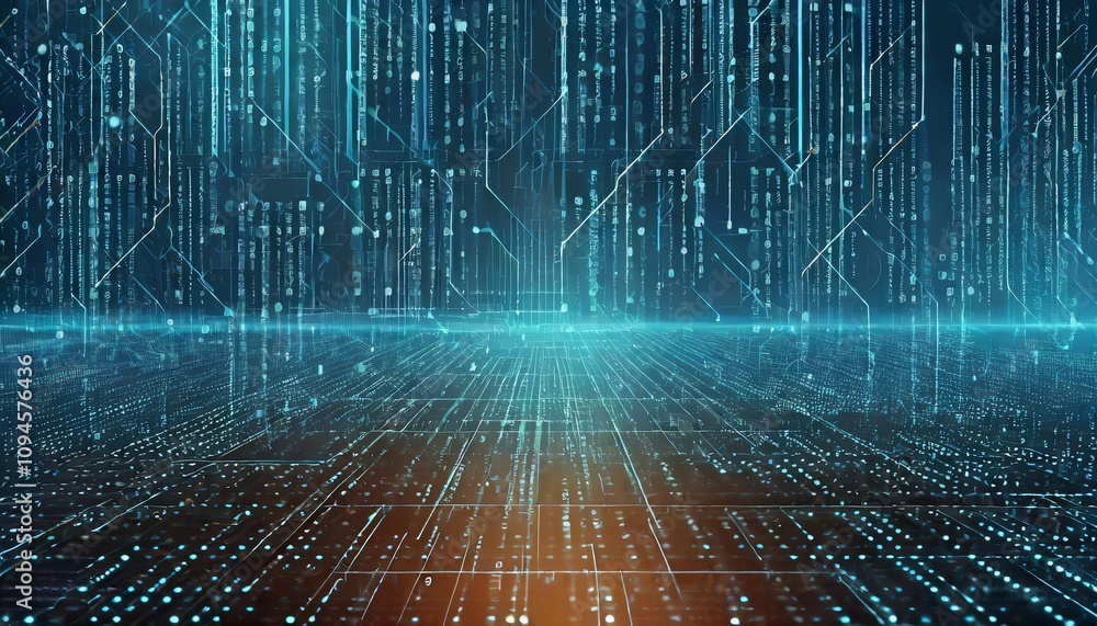 Poster abstract digital data background with a futuristic aesthetic, showcasing network connectivity and te