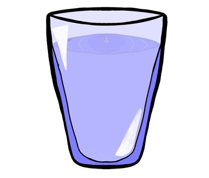 Hend drawing glass of water isolated on white background 