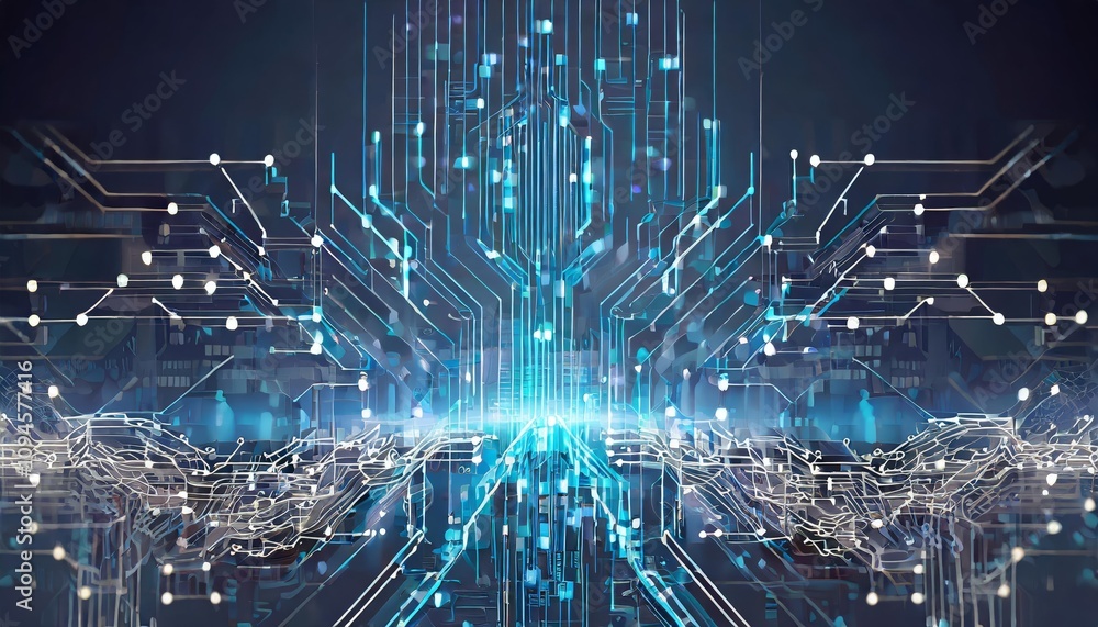 Poster abstract futuristic background illustrating data transfer processes with a cutting-edge technology c