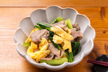 小松菜と豚の塩こうじ炒め