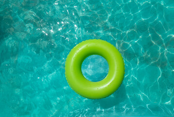 ubber ring, Rubber in swimming pool, colourful rubber ring on water blue surfaces, Safety for kids...