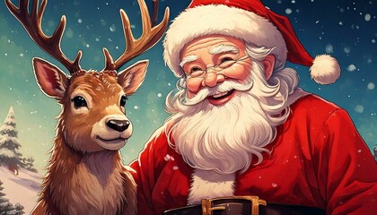 サンタクロースとトナカイ
