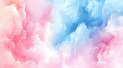 Abstract Watercolor Background with Pink and Blue Clouds