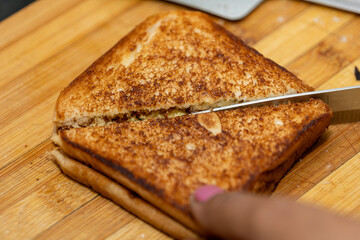Cutting Grilled Cheese