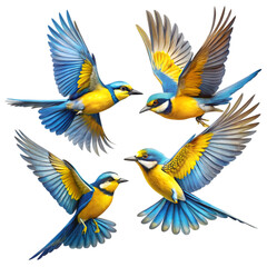 Fototapeta premium set of yellow and blue birds