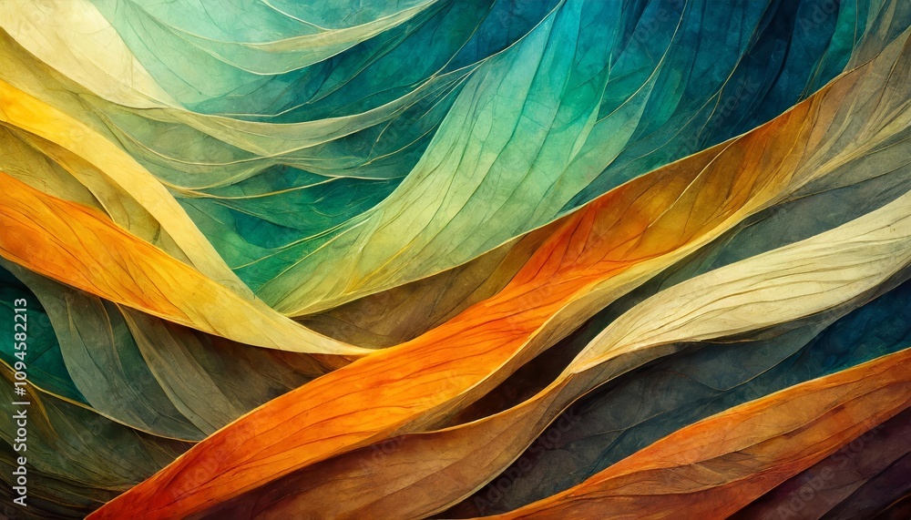 Poster abstract organic lines flowing seamlessly in dynamic patterns with soft gradients, creating an elega