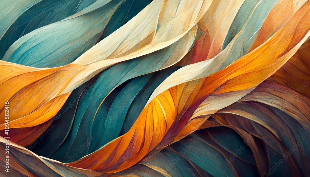 Poster abstract organic line patterns on textured wallpaper background, featuring flowing curves and dynami