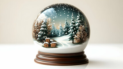 Snow Globe Illustration with Snowy Forest Scene
