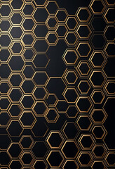 Obraz premium Modern, luxury background made of golden hexagons on a black background