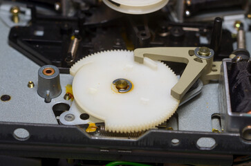 Electronic components and mechanisms close-up, diagnostics and repair, dust, retro