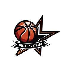 Basketball all star sports logo template concept design