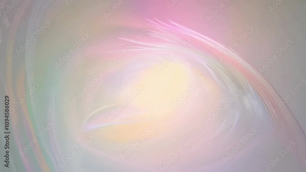 Poster camera rotates around a central explosion of soft, glowing colors with a soft glow, creating a sooth