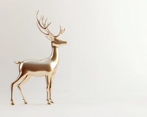Sleek metallic reindeer silhouette, minimalist holiday design, white background