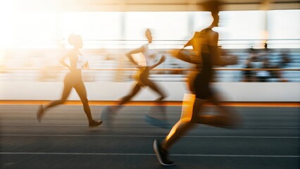 Track Movement Blur: Energetic motion blur of a running competition.
