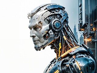 Fototapeta premium Mann als Cyborg seitlich