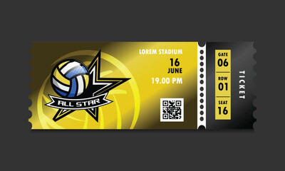 Modern tornoff volleyball tournament ticket template design