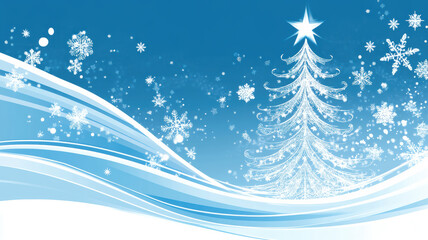 Christmas tree illustration with light trails