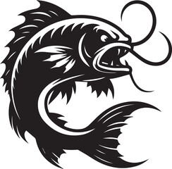 Obraz premium Angry catfish with sharp fins and an arched back vector silhouette