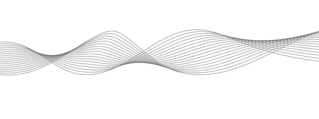 Abstract vector background with grey wavy lines with white background. Abstract wavy grey blend technology liens background. wave line for banner, frequency sound wave, twisted curve lines.