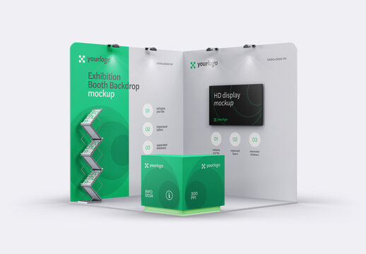 Exhibition Stand Mockup, Booth Backdrop