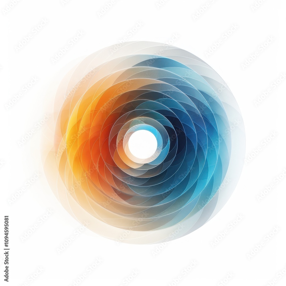Poster vibrant abstract concentric circles artwork minimalist design colorful display clean white backgroun