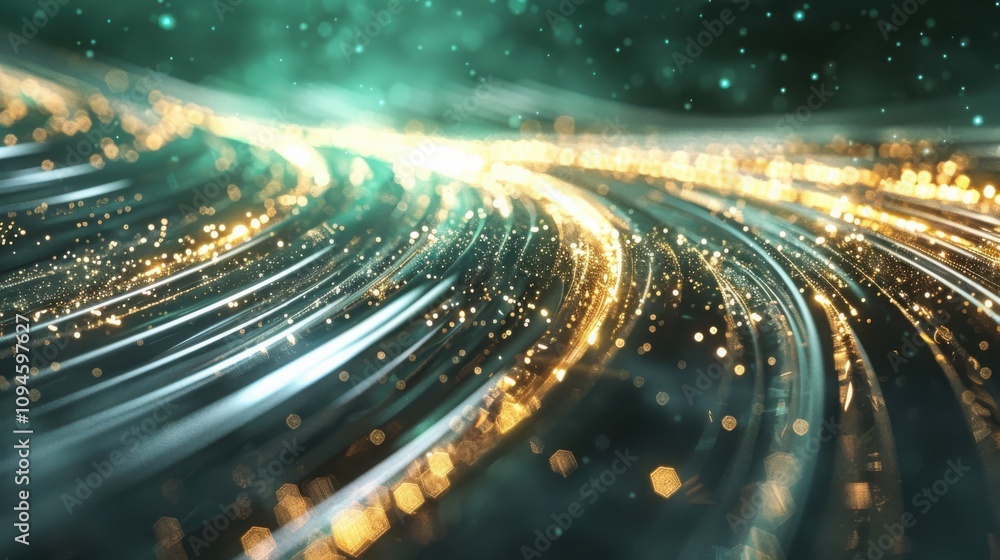 Poster dynamic data transfer visualization digital environment abstract graphic design modern aesthetic hig