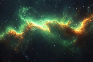 A vibrant cosmic scene showcasing colorful nebulae and stars in deep space.