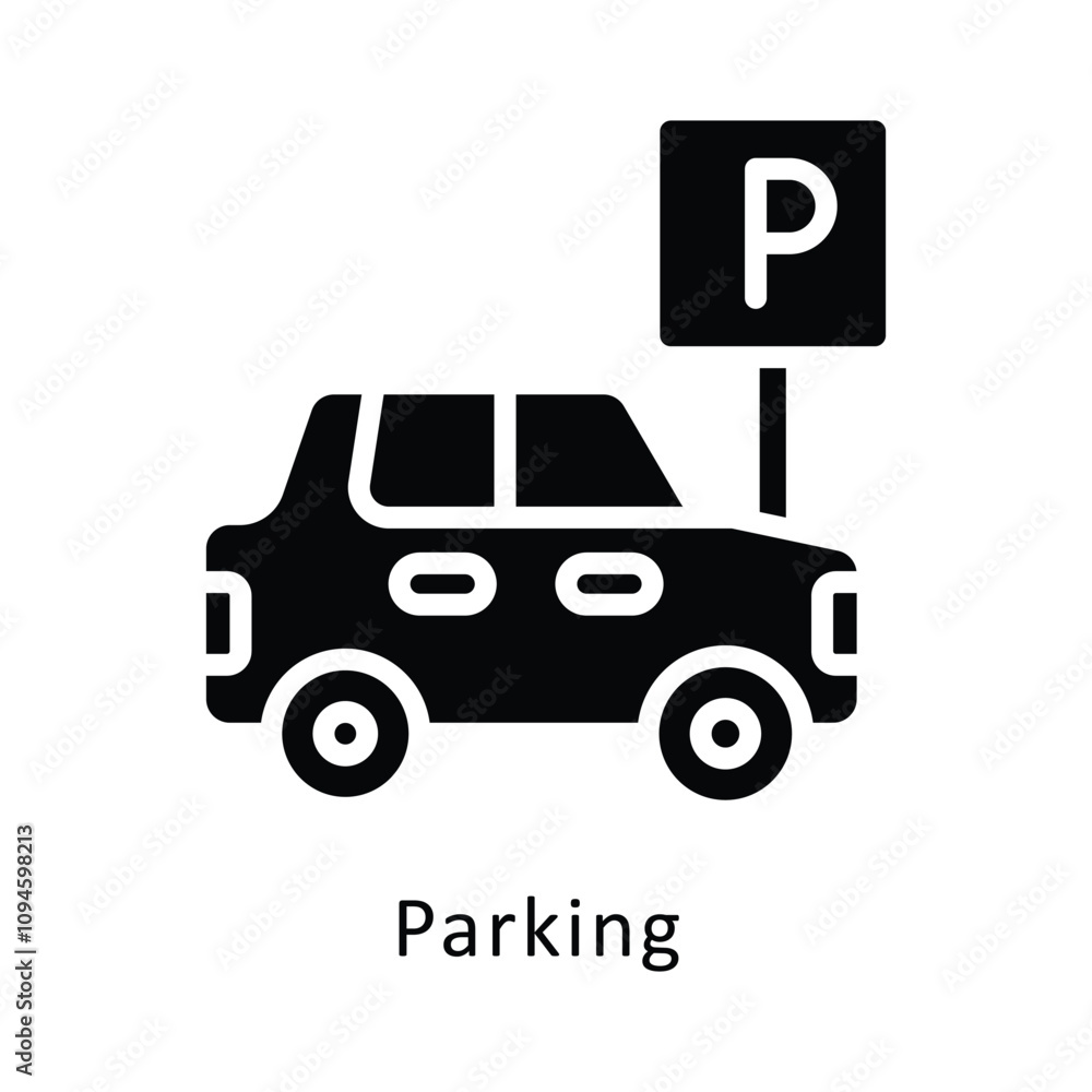 Poster parking vector filled outline icon. ... .. eps 10 file