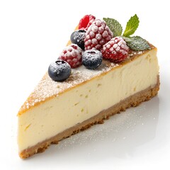 cheesecake with berries and mint