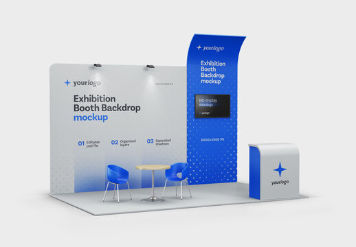 Exhibition Stand Mockup, Booth Backdrop