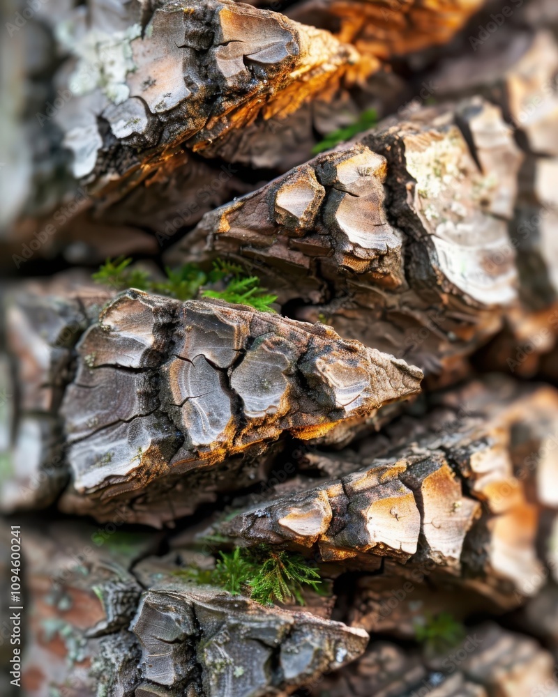 Poster exploring abstract natural patterns of tree bark forest textural art neutral environment close-up vi