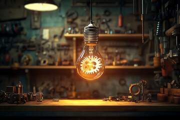 Illuminated Gears: A Workshop's Ingenious Lightbulb