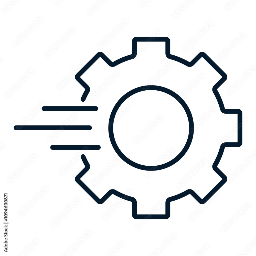 Poster concept of speeding up the work process. vector linear icon isolated on white background.