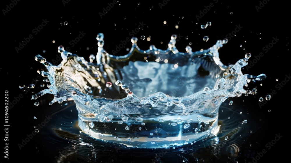 Poster dynamic water splash event studio setting high-resolution image dark background abstract concept for