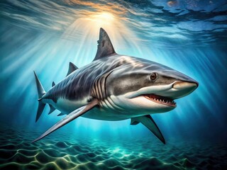 Fototapeta premium Macro Photography of Isolated Shark Illustration: Stunning Close-up of Shark Features in Vibrant Colors, Perfect for Marine Life Enthusiasts, Educational Materials, and Artistic Displays