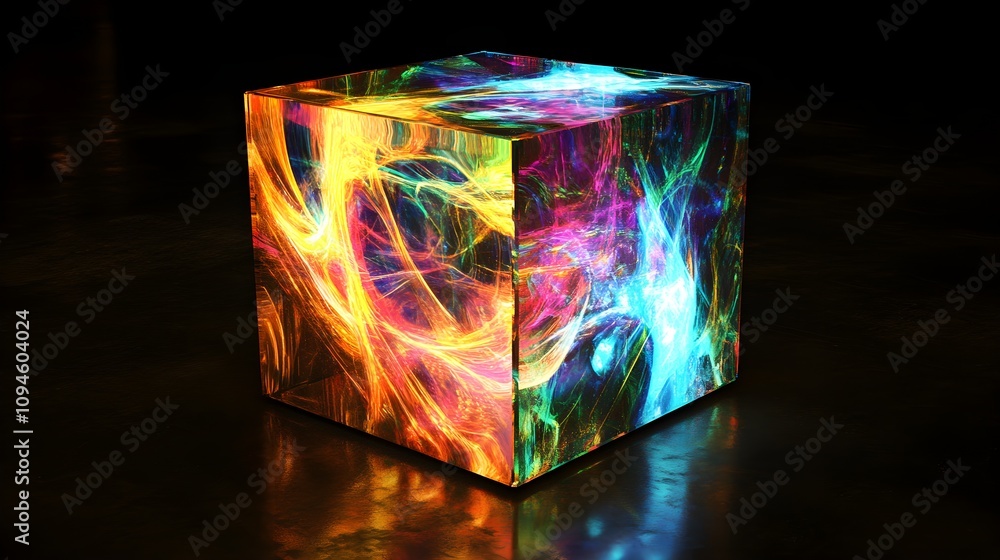 Poster dynamic abstract light cube display art installation urban space digital art night view creative exp