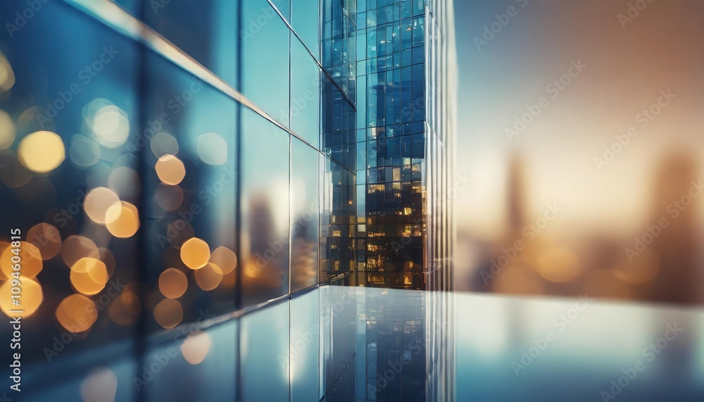 Poster dynamic background of future urban and corporate architecture with bokeh motion effects, ideal for m
