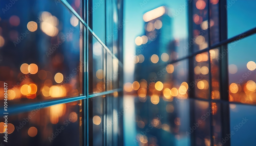 Poster dynamic background of future urban and corporate architecture with motion blur and bokeh effect, per
