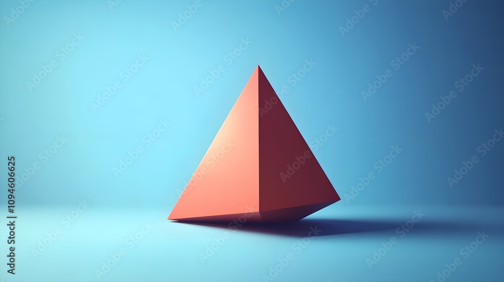 Aufkleber dynamic red pyramid sculpture minimalist studio 3d render modern design low angle abstract art for c