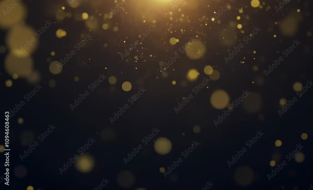 Poster golden bokeh lights and shimmering particles create magical background of light